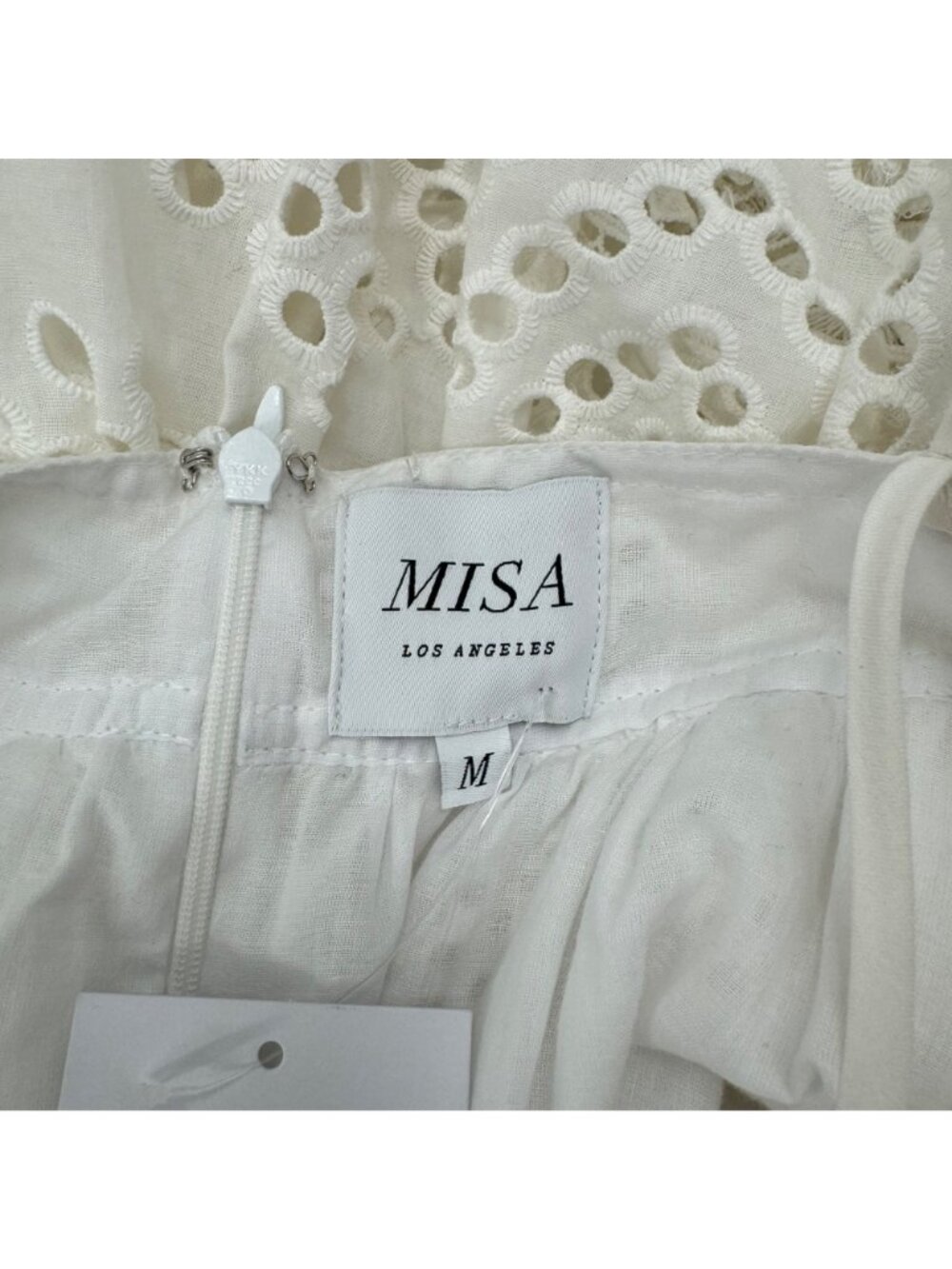 MISA Los Angeles Allegra Women's Allegra White Eyelet Lace Maxi Dress V-Neck Spa - Picture 3 of 16